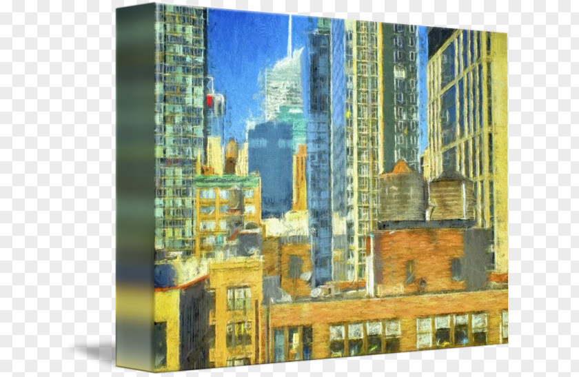 New York City Building Facade Skyscraper Skyline Painting PNG