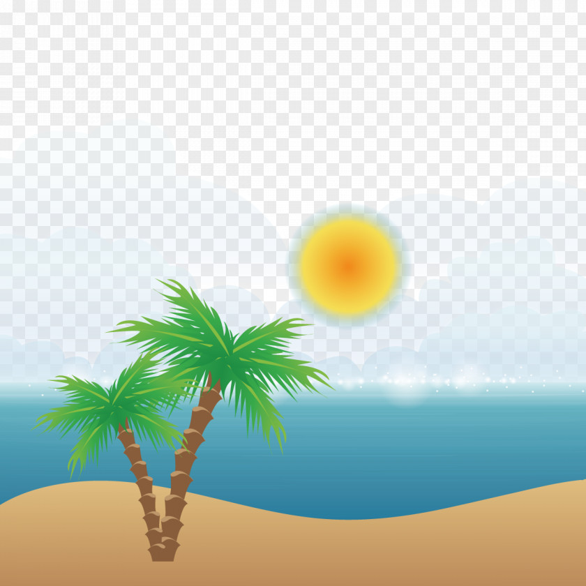 Vector Beach Island Landscape Illustration PNG