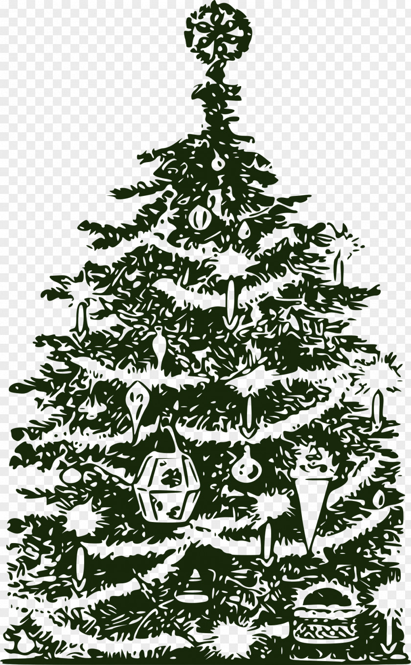 Simple Lines Creative Style Christmas Tree Santa Claus Clip Art PNG