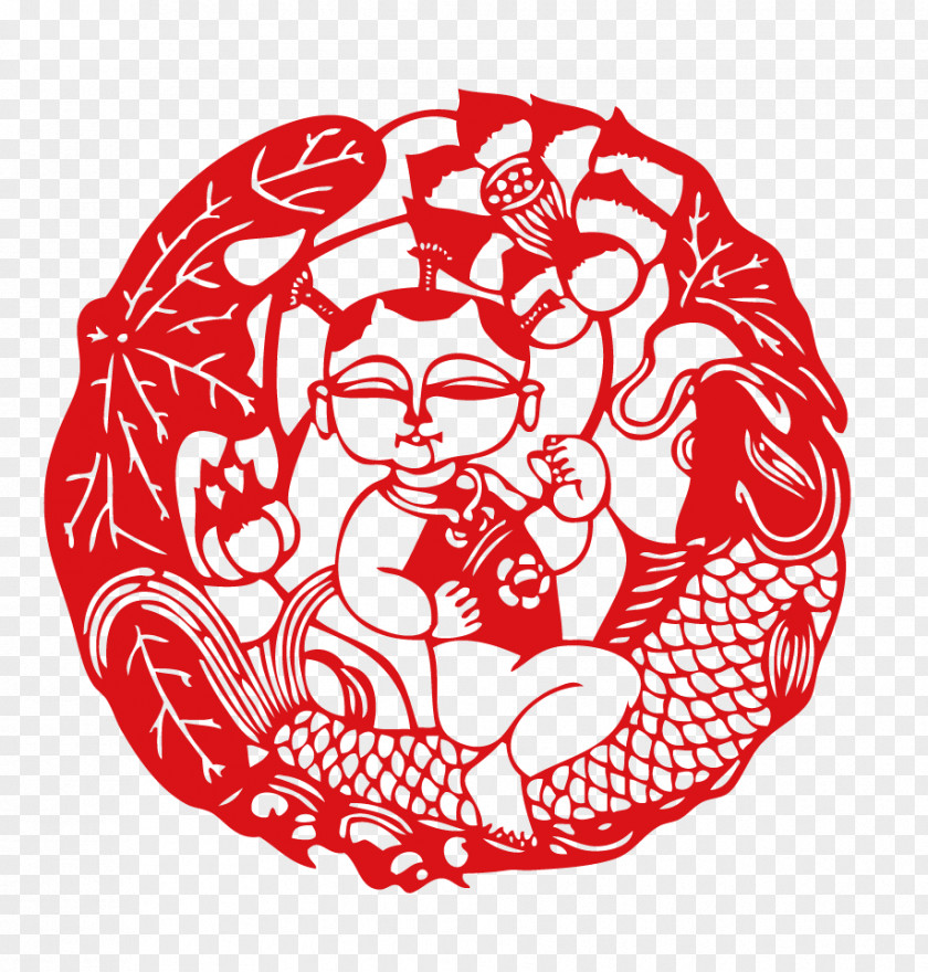 Chinese New Year Paper-cut Kids Papercutting Paper Cutting Clip Art PNG