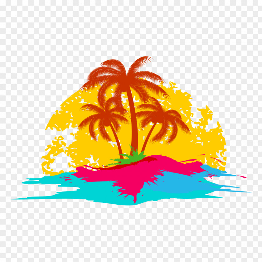 Tropical Elements Logo Holiday Clip Art PNG