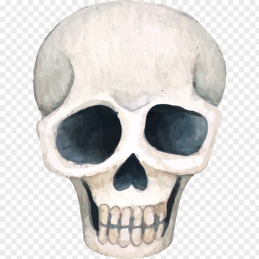 Cartoon Hand Painted Watercolor Halloween Skull PNG hand painted watercolor halloween skull clipart PNG