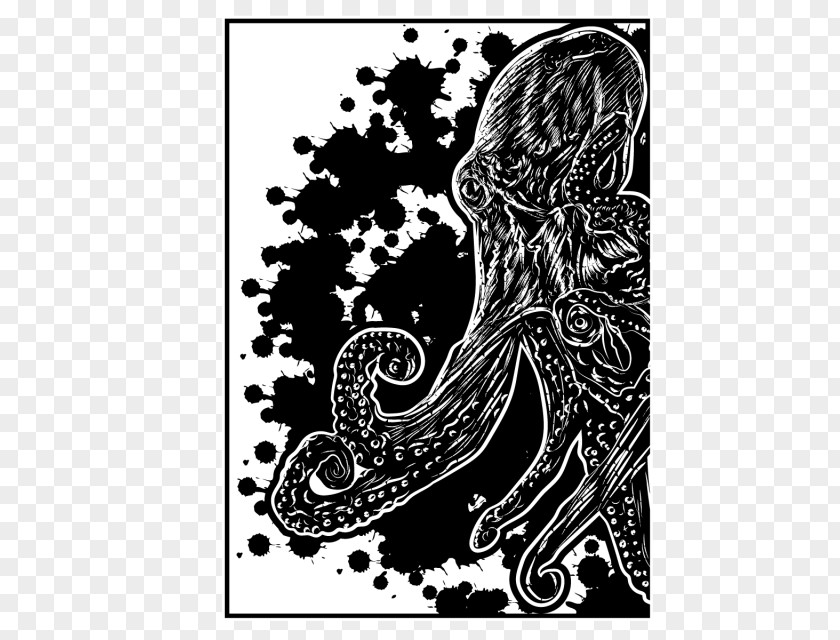 Design Paisley Vertebrate Graphic Monochrome Octopus PNG