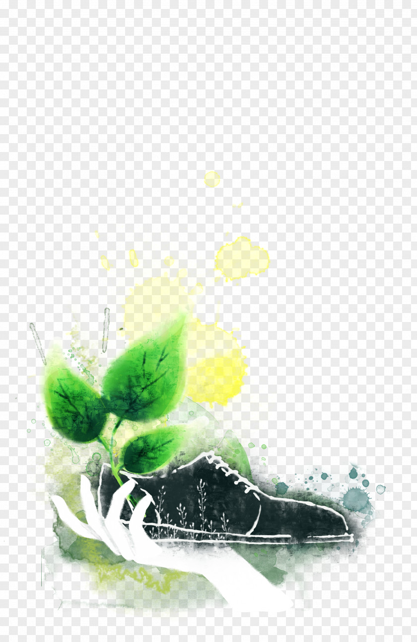 Hand-painted Watercolor Mall Running Shoes Shoe Leather PNG