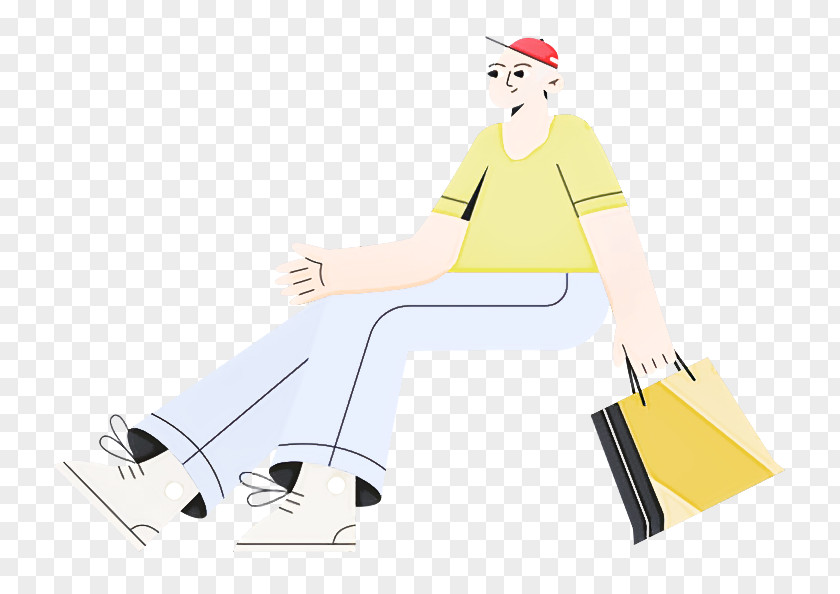 Cartoon Yellow Sitting Joint Line PNG