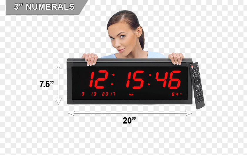 Large Led Clock With Date Alarm Clocks Calendar Multi-Alarm Seconds Display For Desk Or Wall Symple Stuff Super LED Device PNG