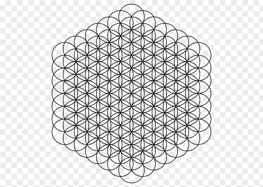 Symbol Overlapping Circles Grid Sacred Geometry Flower Pattern PNG