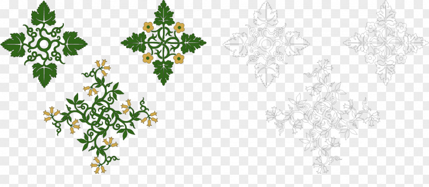 Hand Painted Green Flowers Ornament Floral Design Flower PNG