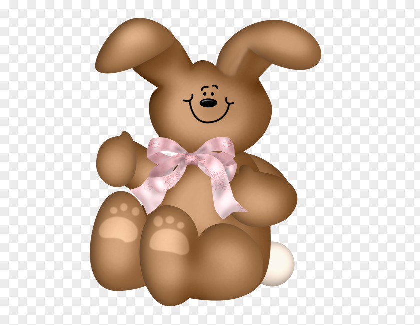 Little Brown Bunny Pink Bow Easter European Rabbit Illustration PNG