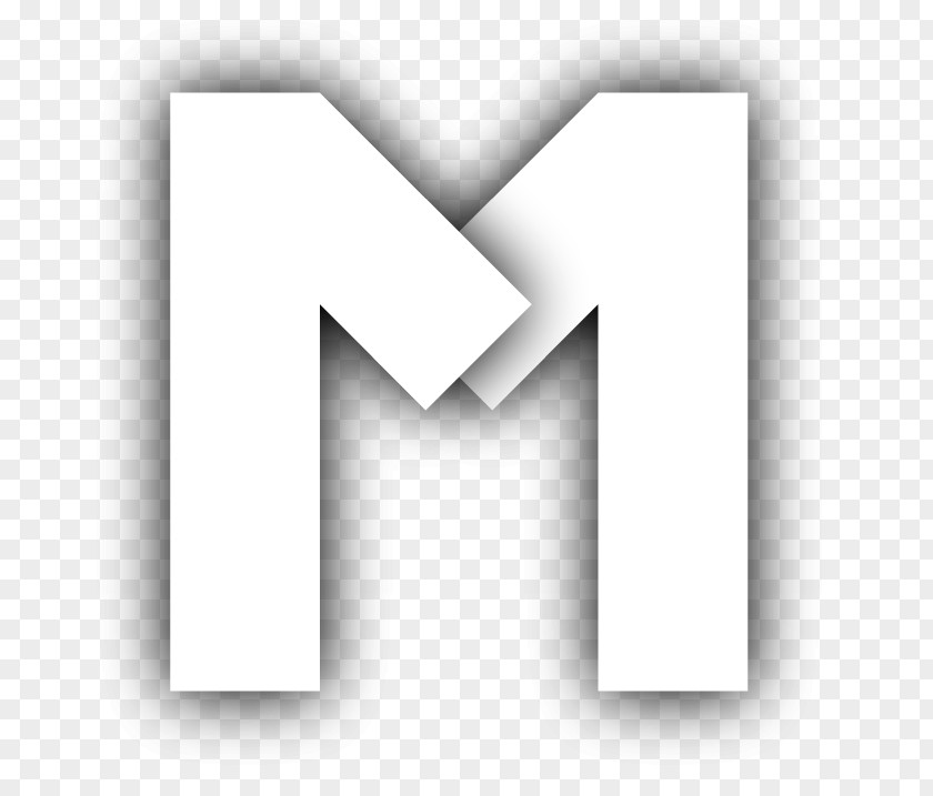 M Line NumberShpe Logo Angle Black & White PNG