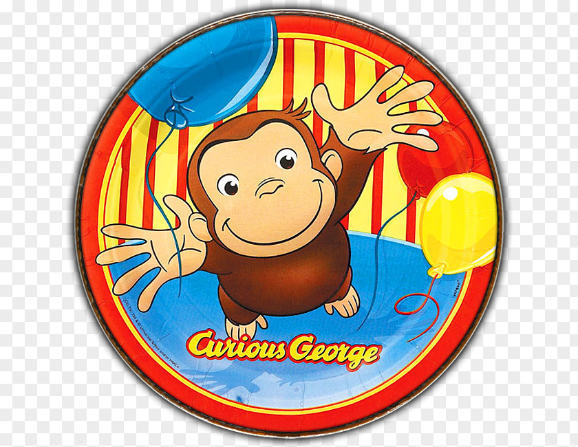 Curious George Party Birthday Plate Paper PNG