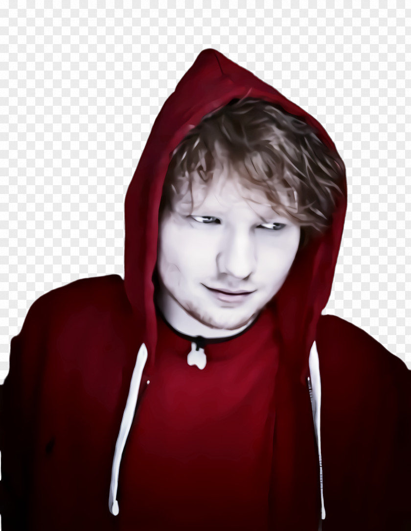 Lip Chin Hair Red Face Hoodie Maroon PNG