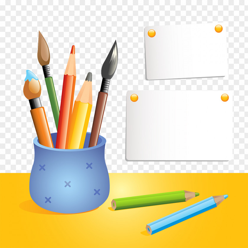 Cartoon Pen Pencil Drawing Palette Illustration PNG