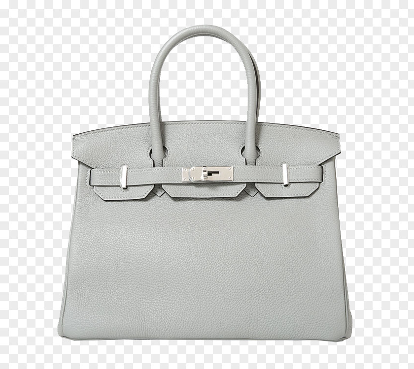 HERMES (Hermes) 4Z Gull Gray Leather Handbag Silver Buckle Tote Bag Hermès Birkin PNG