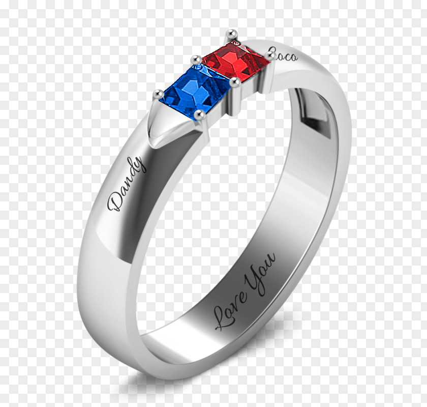 Sapphire Wedding Ring Silver Engraving PNG