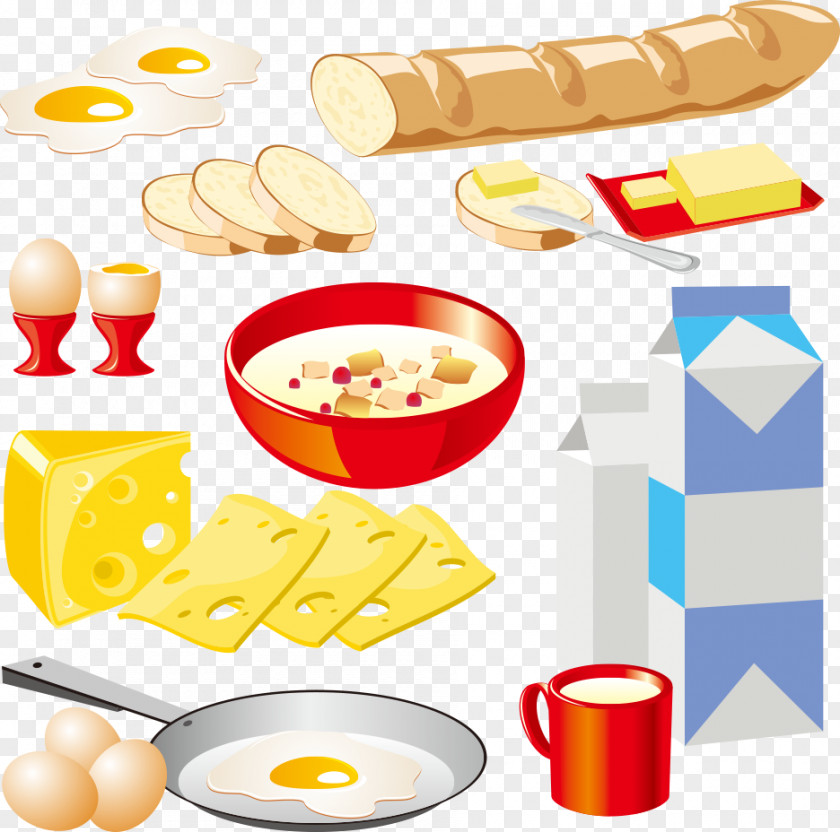 Vector Cartoon Breakfast Muesli Egg Bread PNG