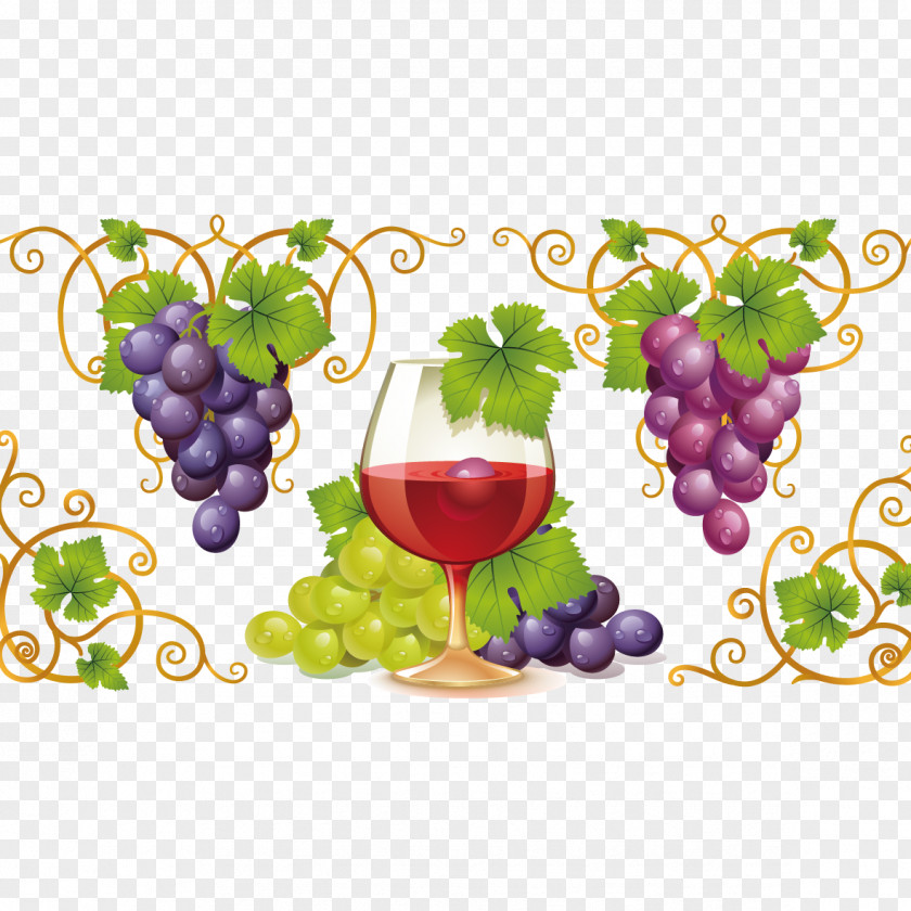 Grapes And Wine Red Common Grape Vine Clip Art PNG