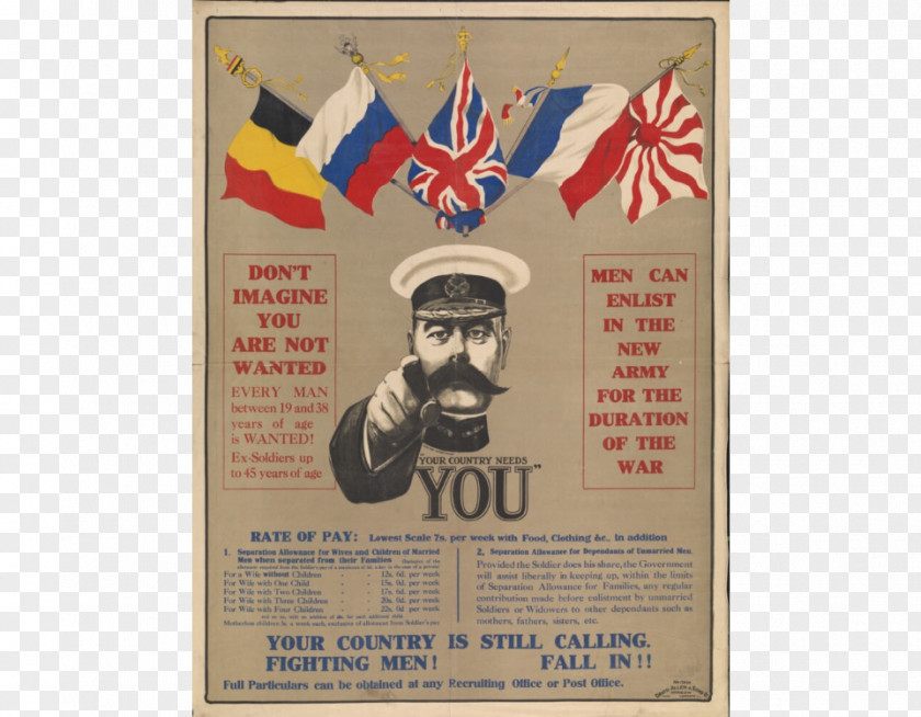 United Kingdom First World War Lord Kitchener Wants You 1910s Poster Stock Photography PNG