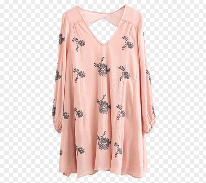 Pink 3 4 Sleeve Dress Blouse Clothing Shirt PNG