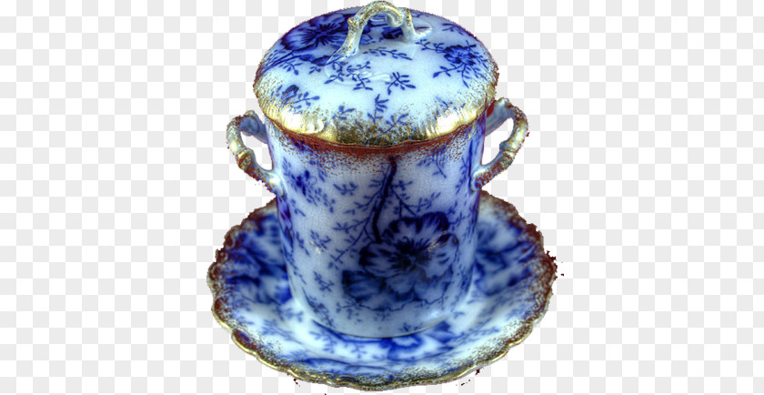 Plate Blue And White Pottery Ceramic Coffee Cup Flow Tableware PNG