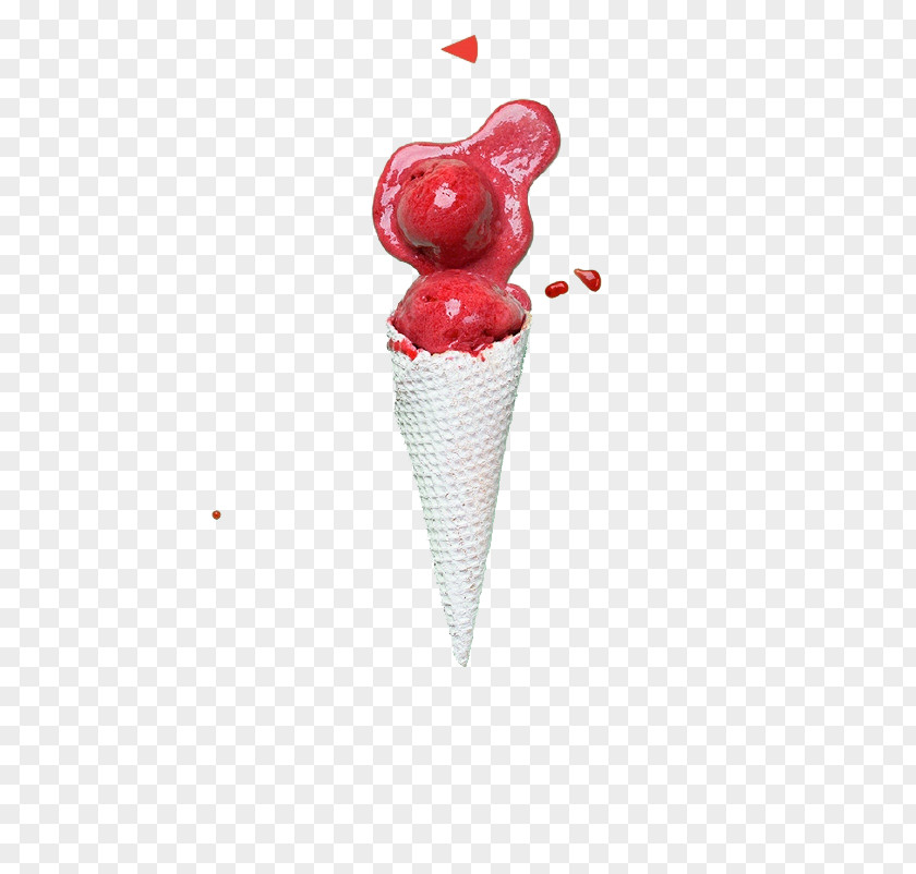 Strawberry Ice Cream Cones Typography Cake PNG
