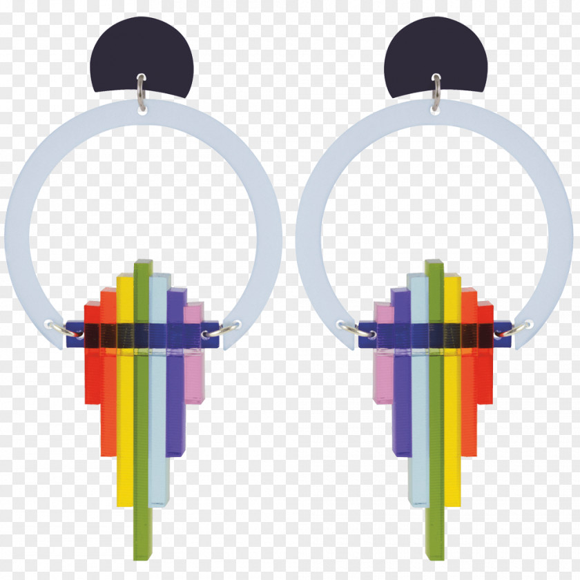 Rainbow Yellow Earring Colored Gold Blue PNG