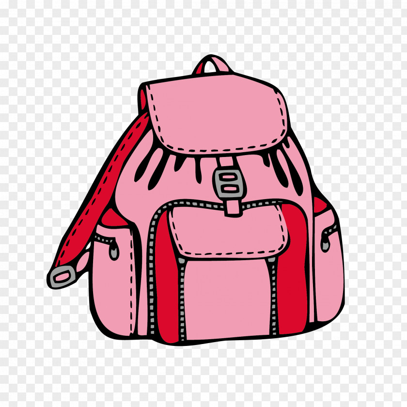 Student With Pink Cute Little Bag Backpack Coloring Book Drawing Clip Art PNG