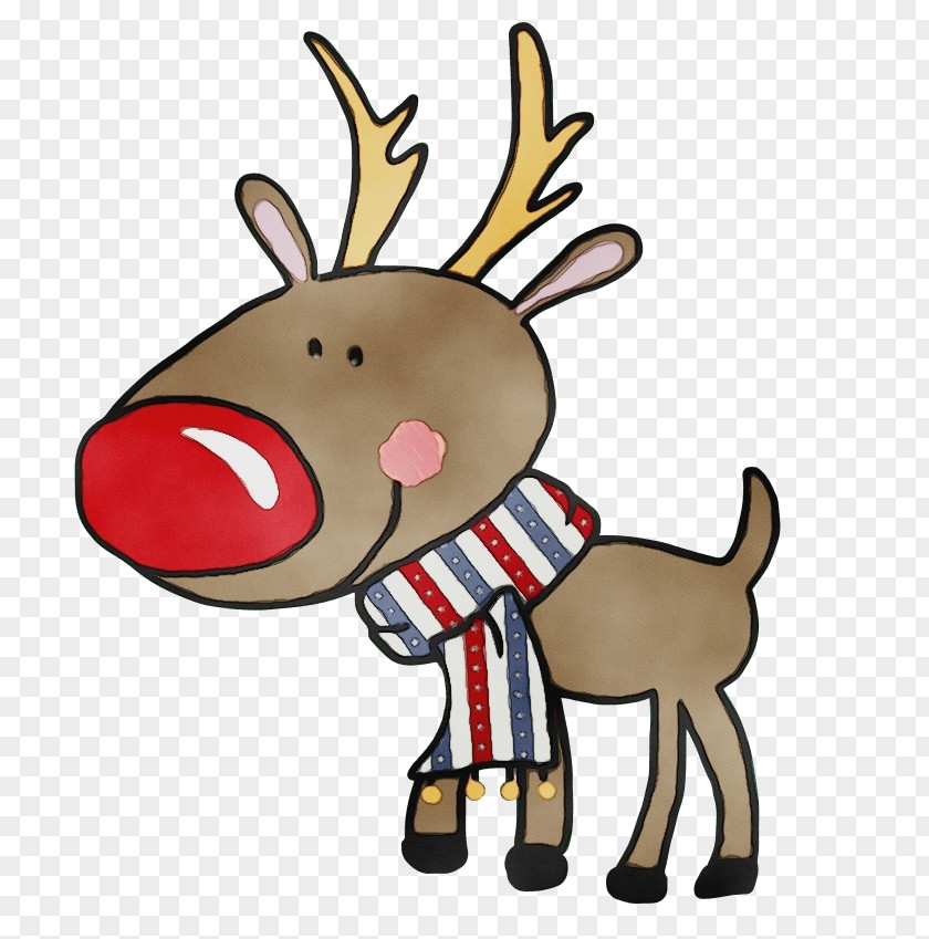 Art Elk Christmas Watercolor PNG