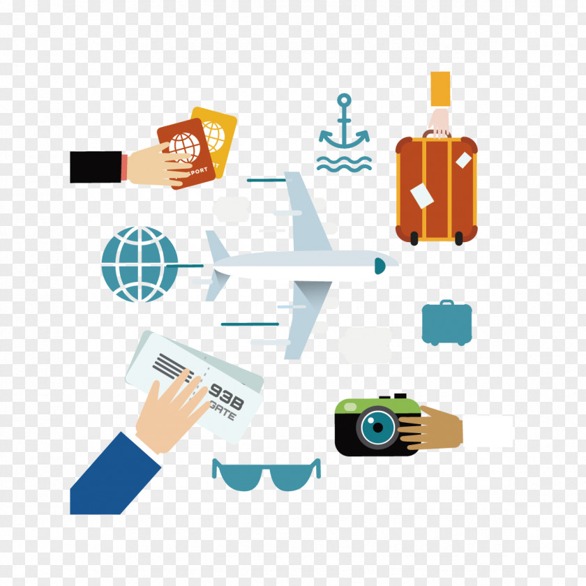 Creative Elements Surrounding Aircraft Airplane Clip Art PNG