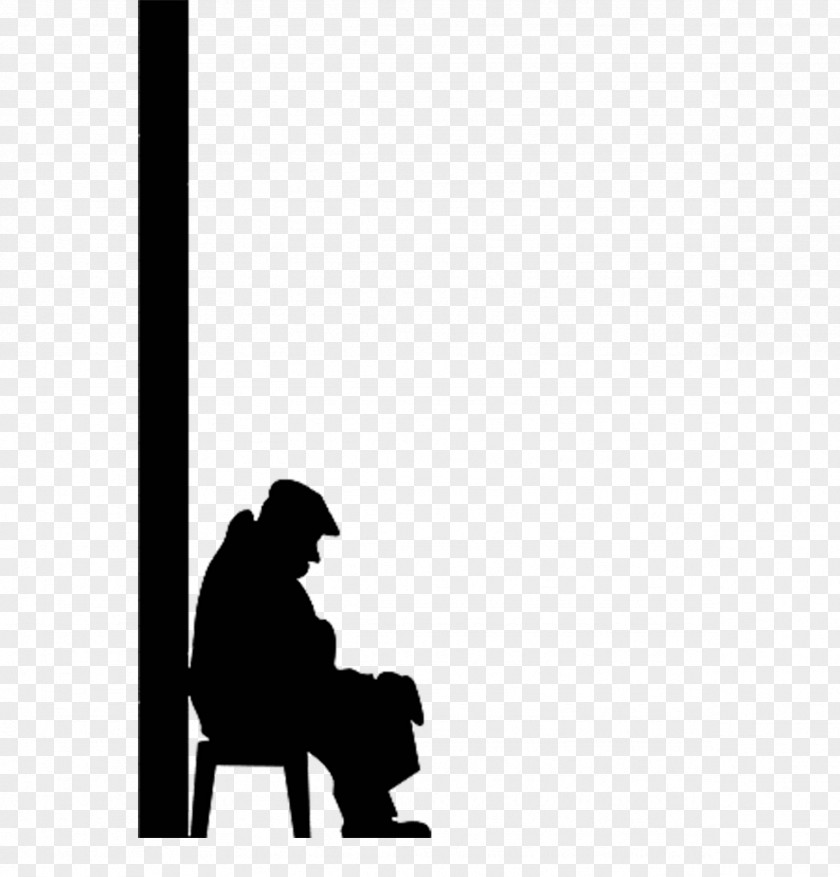 Silhouette Of Man Sitting Against The Wall Royalty-free Stock Illustration PNG