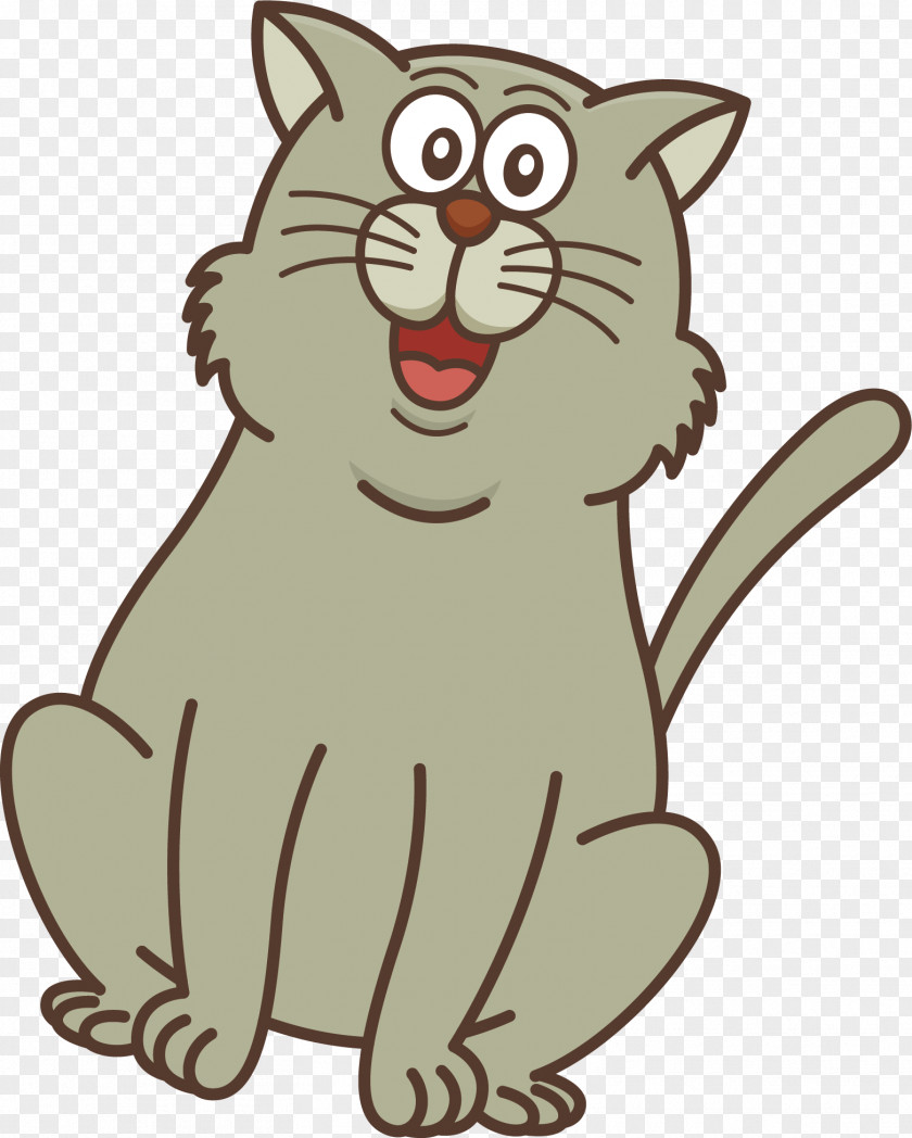 Vector Hand-painted Cute Kitten Whiskers Wildcat Tabby Cat PNG