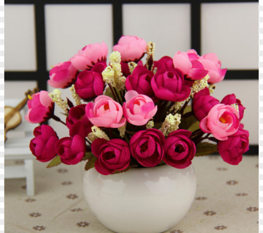 Flower Vase Decoration Simulation Garden Roses Floral Design Bouquet Artificial PNG