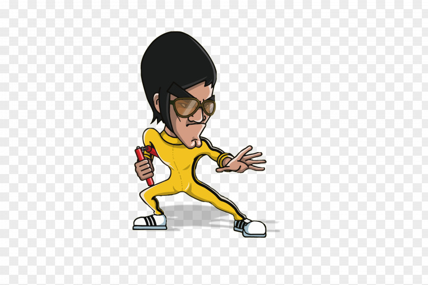 Cartoon Bruce Lee Kung Fu Poster PNG