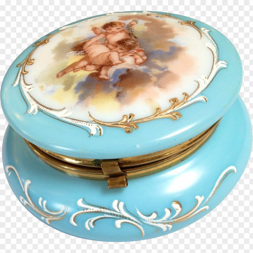Hand Painted Boxes Porcelain Turquoise Tableware PNG