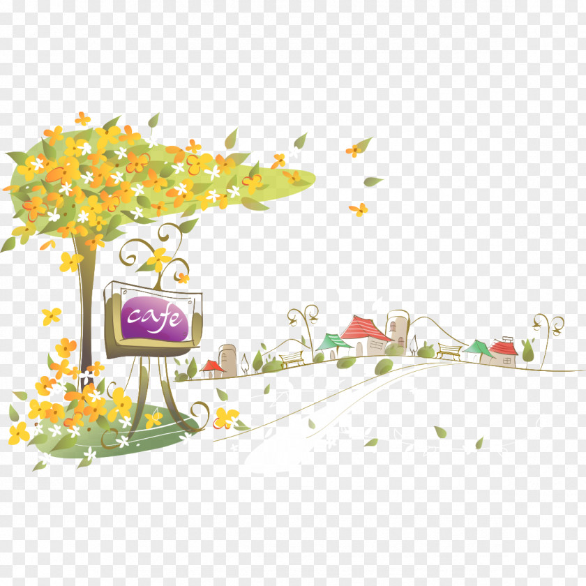 Autumn Leaves Scatter Flowers Flower Illustration PNG