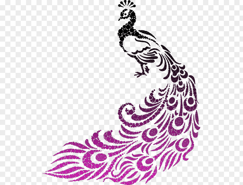 Hand-painted Peacock Bird Peafowl Wall Decal Clip Art PNG