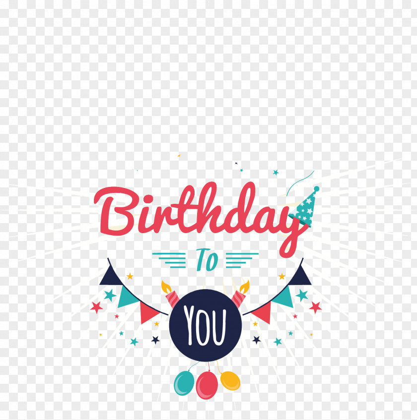 Label Turquoise Calligraphy Happy Birthday PNG