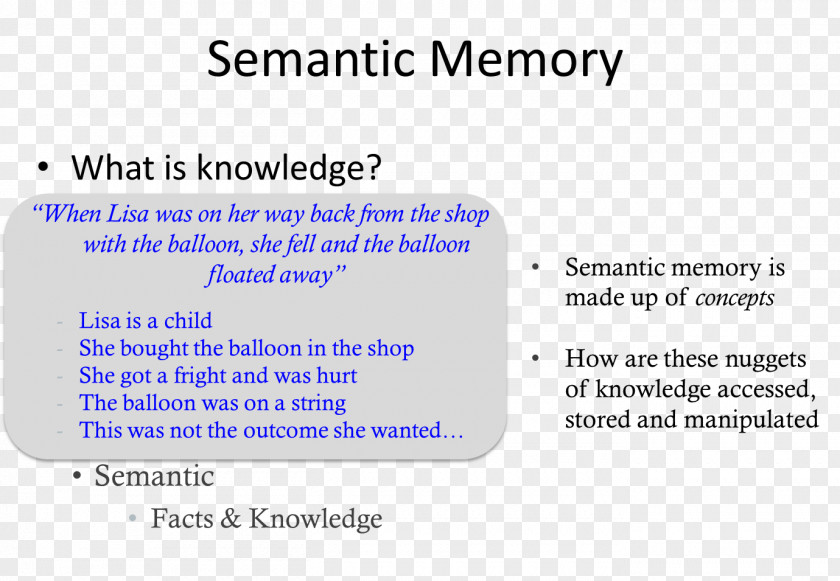 Semantic Memory Episodic Information Procedural PNG