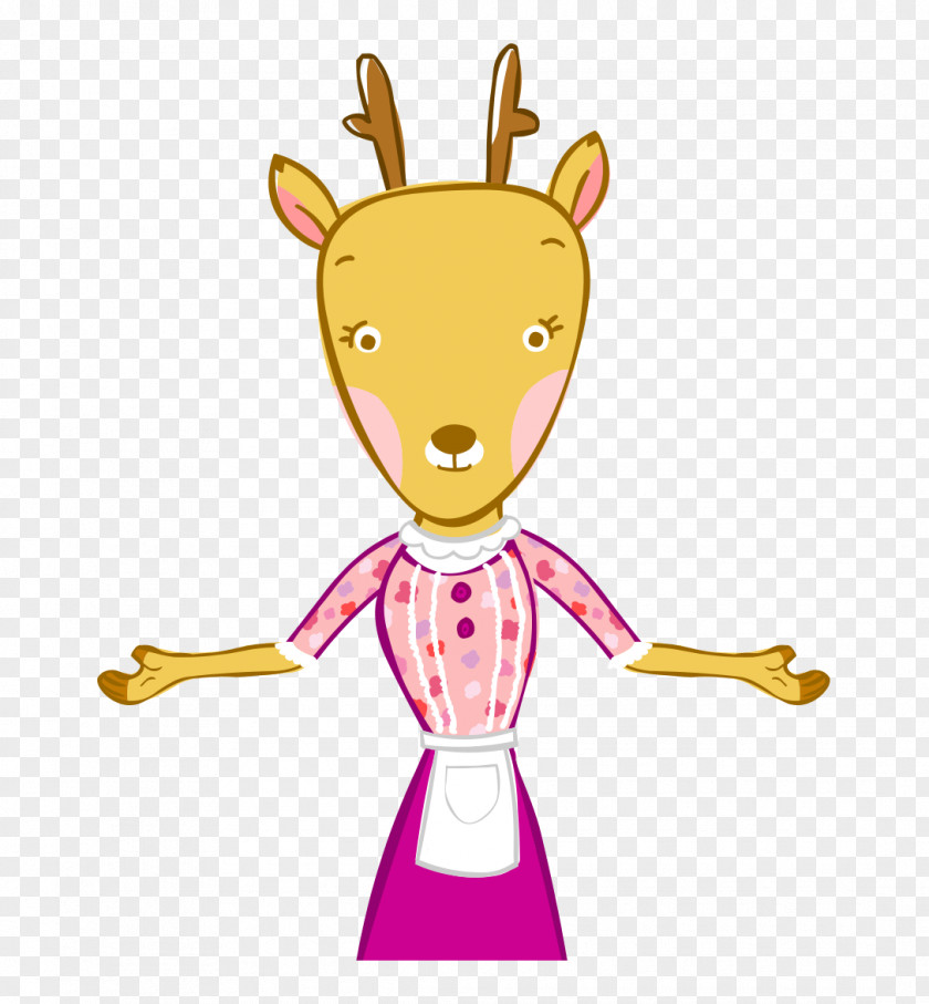 Yellow Scarves Hand-painted Cartoon Deer Illustration PNG