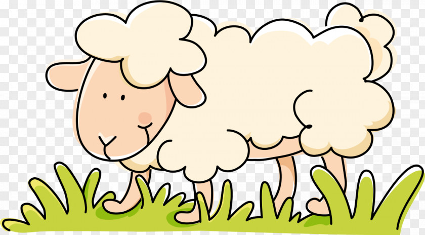 Child Drawing Sheep Floral Design Cartoon PNG