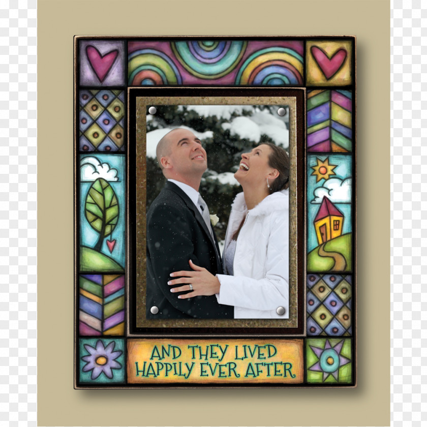 Happily Ever After Picture Frames Stained Glass Beveled PNG