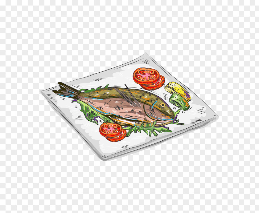 Fish Dishes Cartoon Illustration PNG