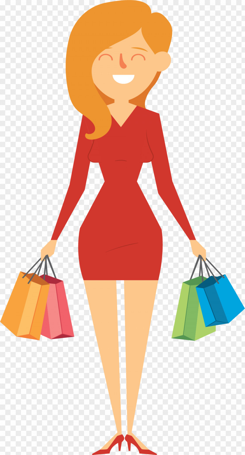 Happy To Go Shopping For Women Illustration PNG