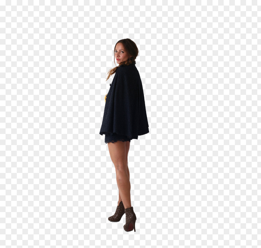 Lace Umbrella Cape Sleeve Little Black Dress PNG