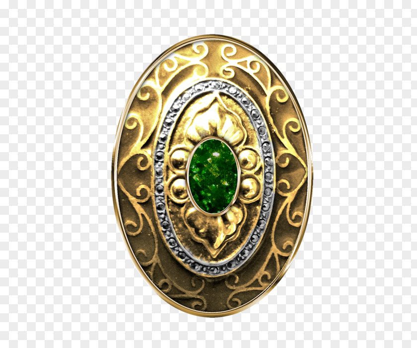 Emerald 01504 Locket Brooch Gold PNG