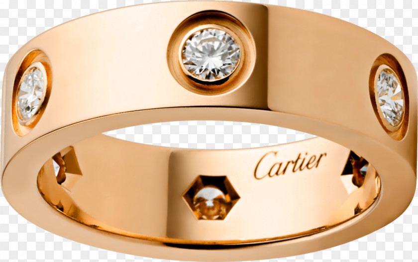 Longevity Engagement Ring Cartier Gold Diamond PNG