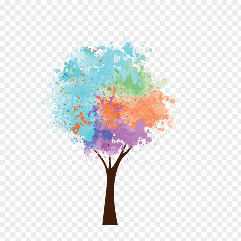 Vector Color Tree Art Painting PNG