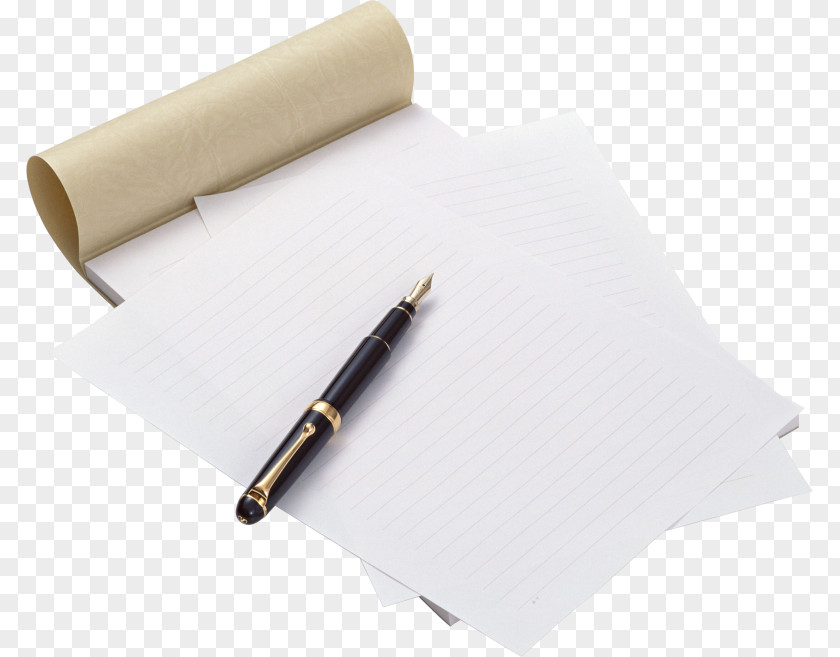 Put Pen Stationery On Paper Fountain PNG
