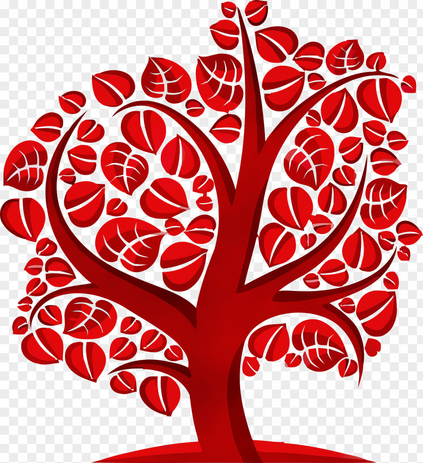 Red Leaf Plant Tree Heart PNG