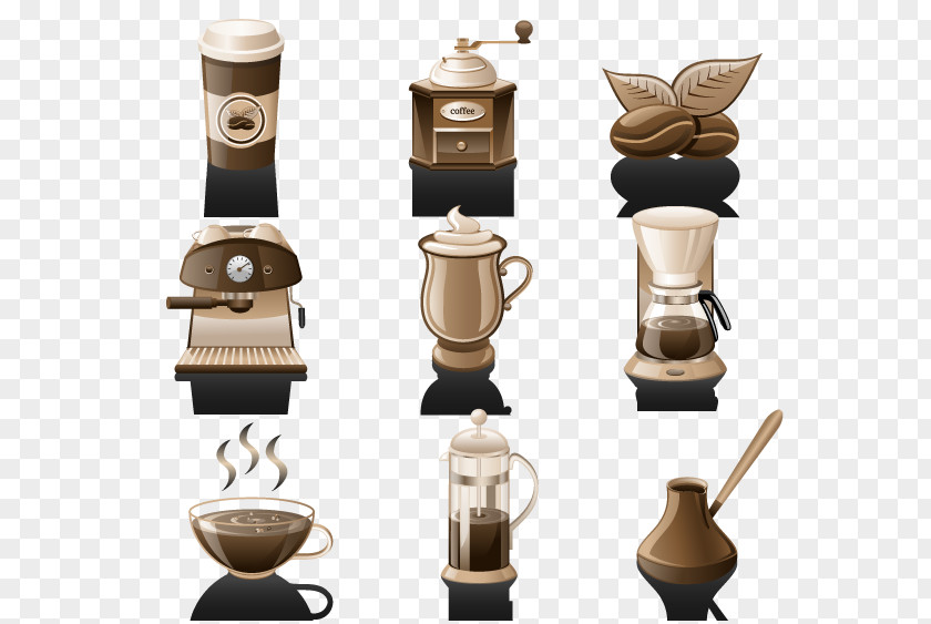 Vector Coffee Elements Cup Espresso Coffeemaker PNG